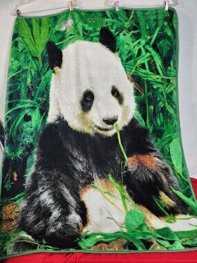 Unbranded Green White Black Brown SuperSoft Poly Fleece 45"x60" Panda Blanket